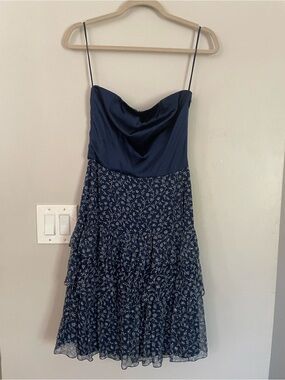 Ralph Lauren Collection Purple Label Vtg Strapless Mini Dress US 2 Tiered Ruffle